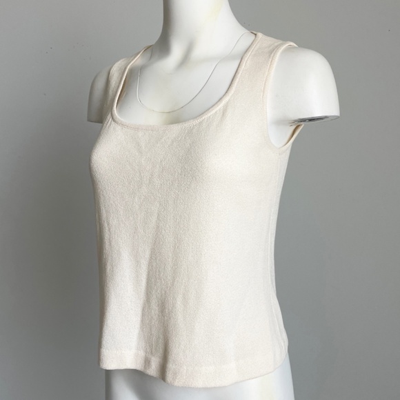 St John Knit Tank Top Shell Sleeveless Vanilla Off White Knit Size S - Picture 3 of 7